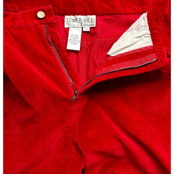 Vtg Tower Hill Collection Red Velvet Pants High Rise Made in Hong Kong Sz 12T - Picture 6 of 8